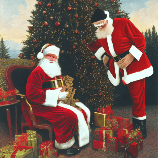 AI generated: Santa giving birth to Keampus
