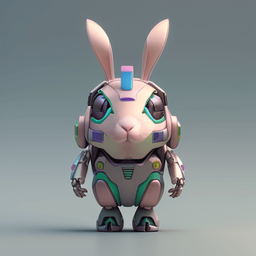 AI generated: Bunny wearing a future mech, pixar, pastel color, natural and realistic lighting and shading, hq, ul...