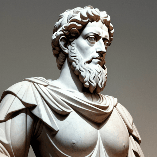 AI generated: Image of the philosopher Marcus Aurelius, Strong and Mighty