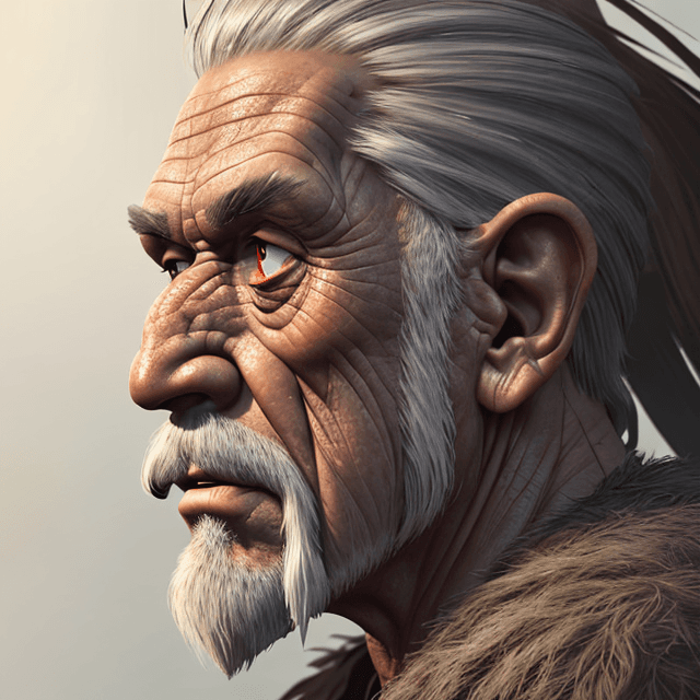 AI generated: side view of a face of old prehistoric man 8k
