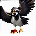 AI generated: anthro, bird, (puffin), wings, beak, female, fluffy hair, masterpiece countershading, digital art, r...