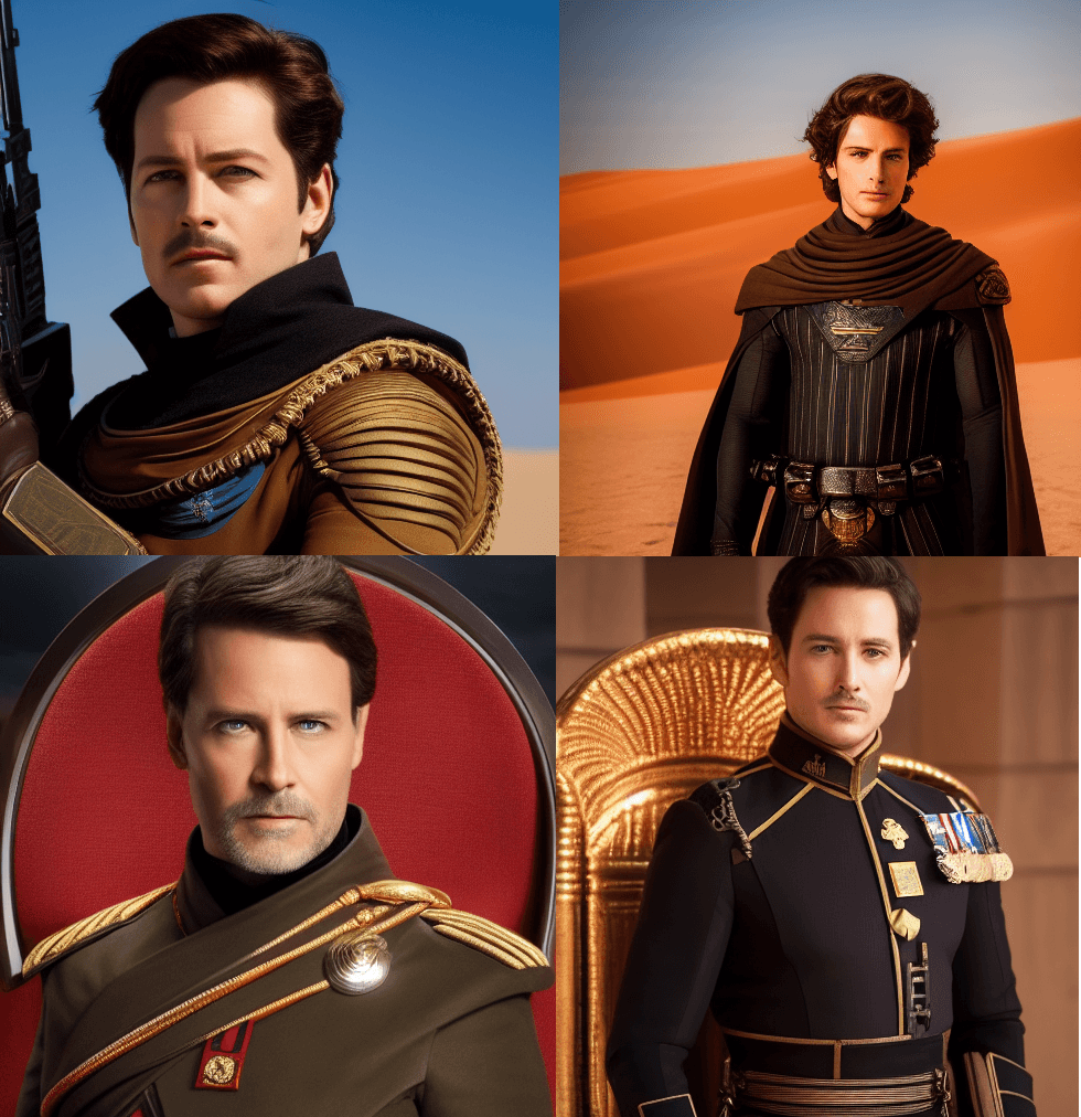 AI generated:  Portrait of Paul Atreides , (DUNE, by Matt Griffin, By Frank Herbert:1. 2), Elegant , Royal Militar...