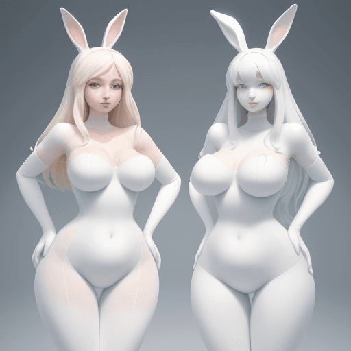 AI generated: two european women posing in a white, in the style of bunnycore, soft and rounded forms, warmcore, p...