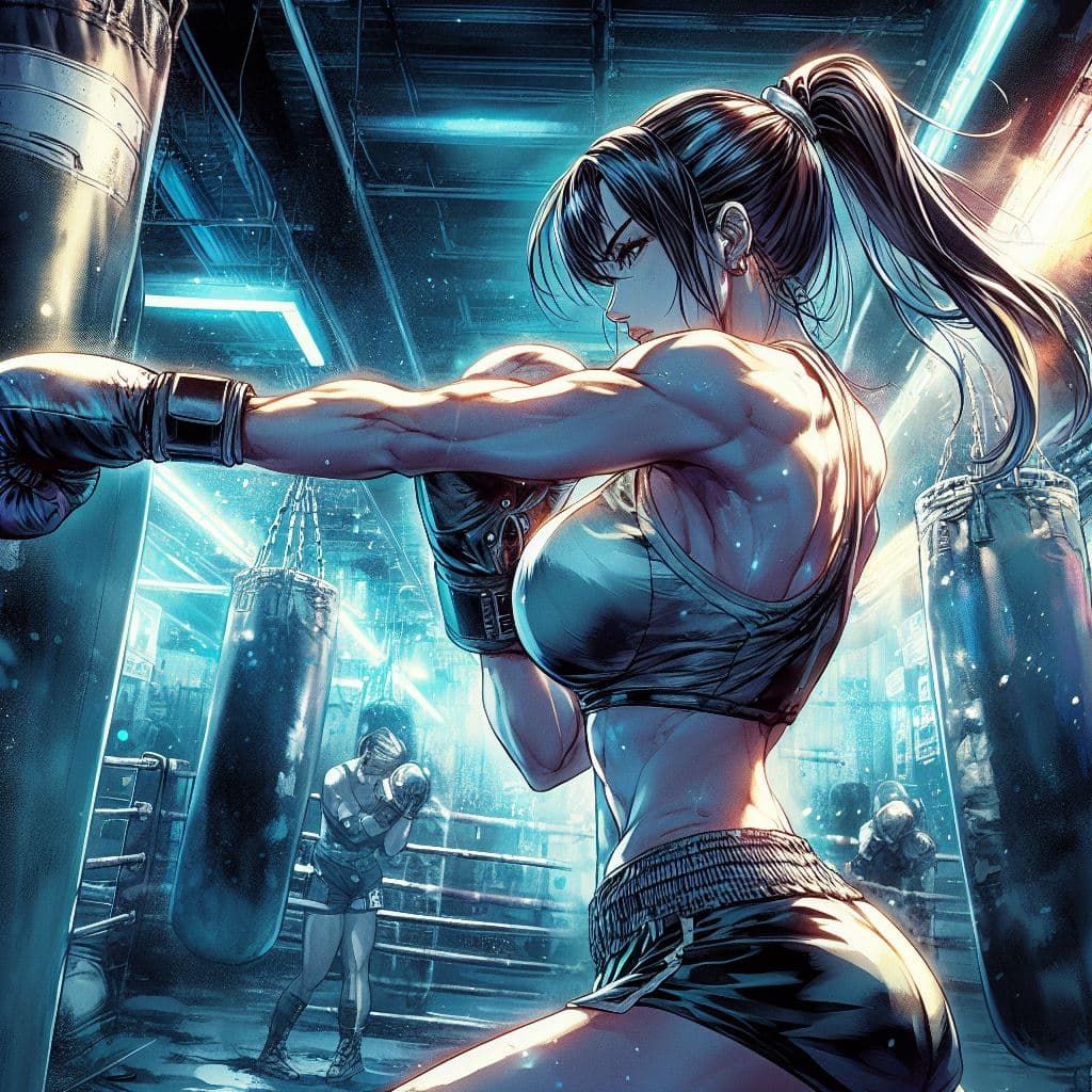 AI generated: digital art, best quality, highly detailed, manga style, solid manga colors, stunning fearcefull box...