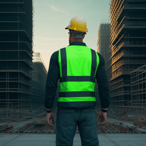 AI generated: construction builder man, hyper real, strong, stylish technical fashion, cinematic lighting, sharp f...