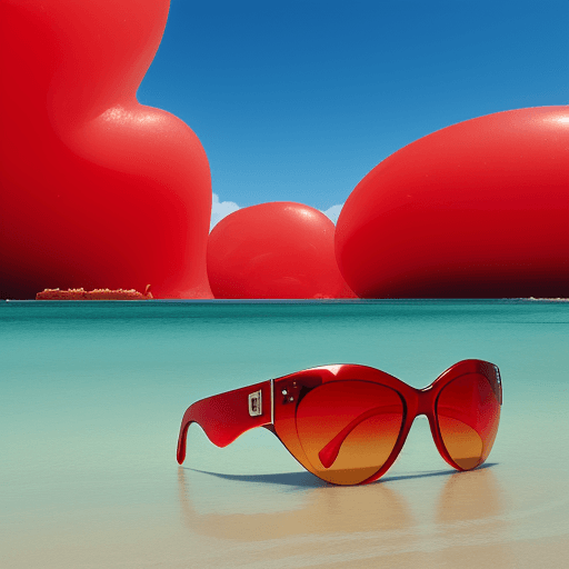 AI generated: a giant red gummy wearing sunglasses