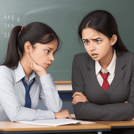 AI generated: teacher in conversation with stressed student
