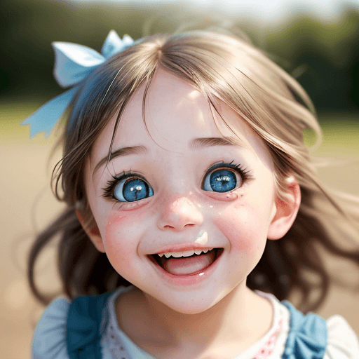 AI generated: In this captivating image, a cute girl is captured in a moment of delightful surprise. Her eyes wide...