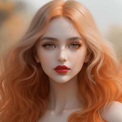 AI generated: the model is wearing orange colored lipstick and mascara,  animated gifs, macro photography, yigal o...