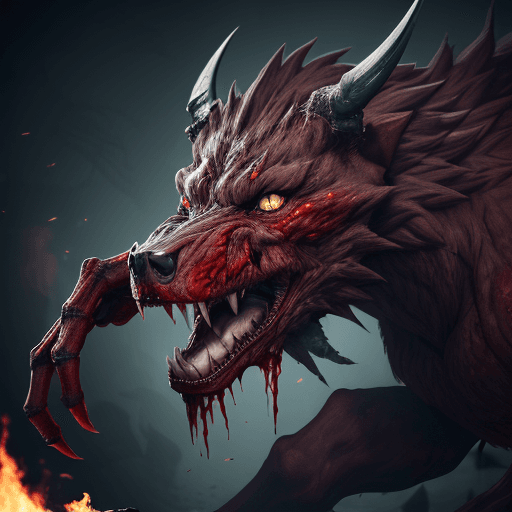 AI generated:  high quality foto of a bloody dangerous beast without eyes, long fingers and broken bones, 8k