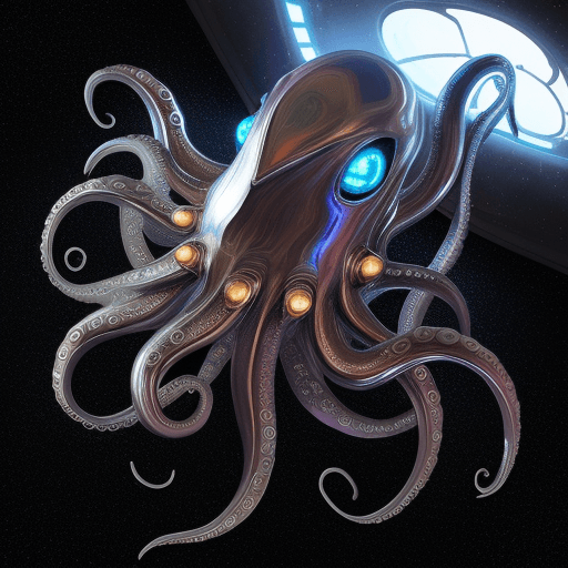 AI generated:  shiny metal octopus spaceship