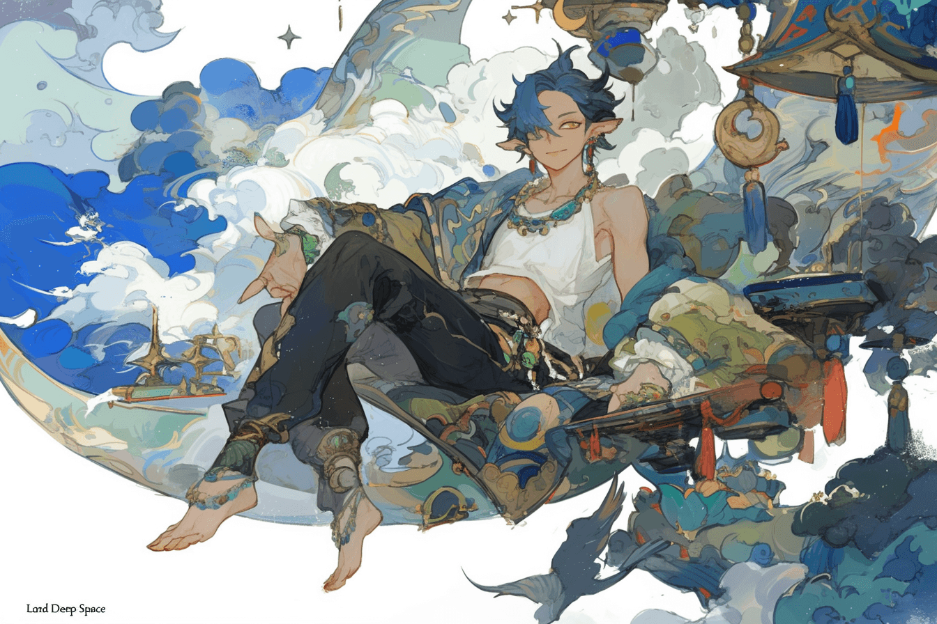 AI generated: a illustration of Rafayel, a character in the game "Love and Deep Space".