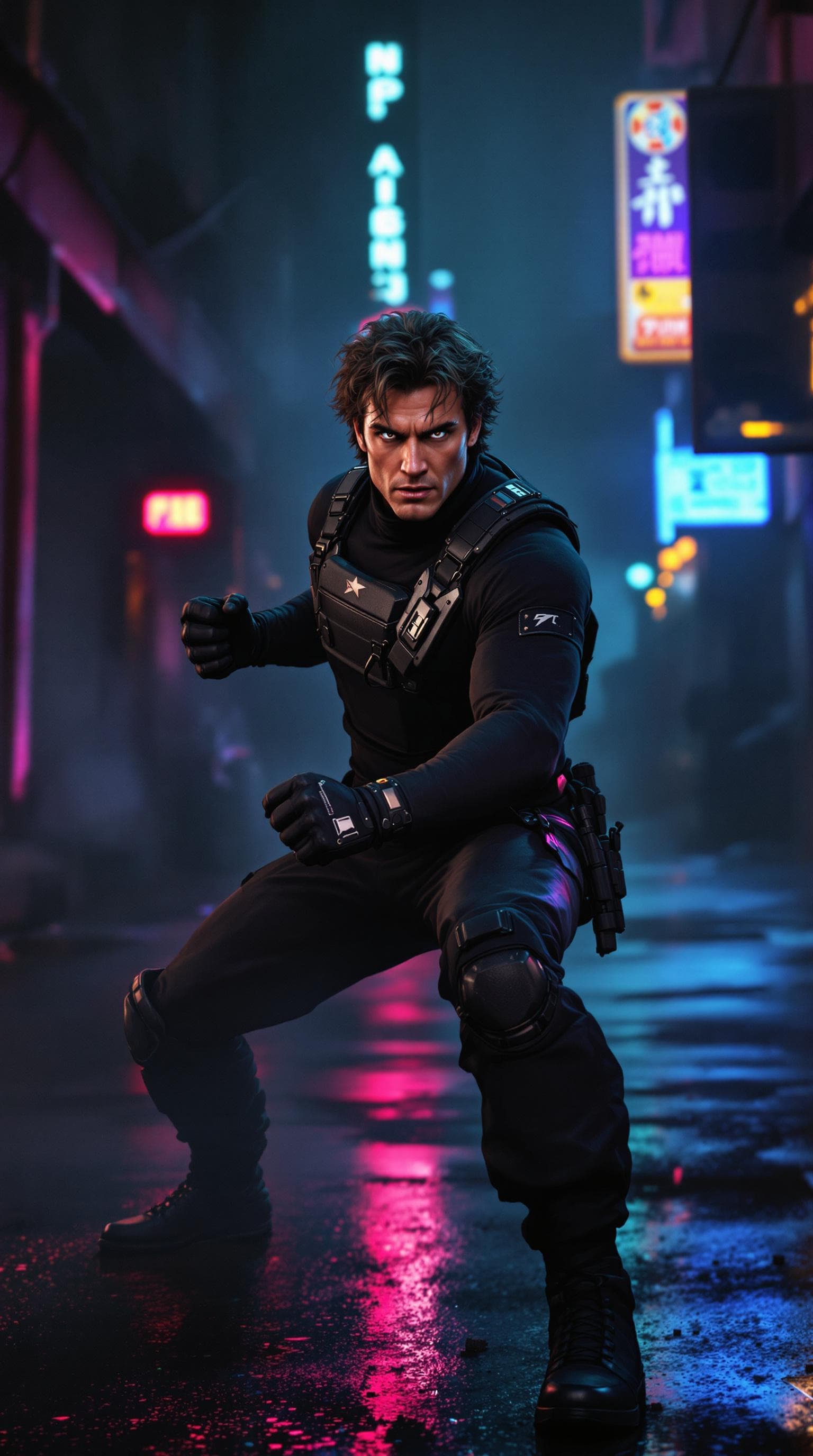 AI generated: A hyperrealistic 1980s-style cinematic scene featuring Michael Dudikoff as the iconic American Ninja...