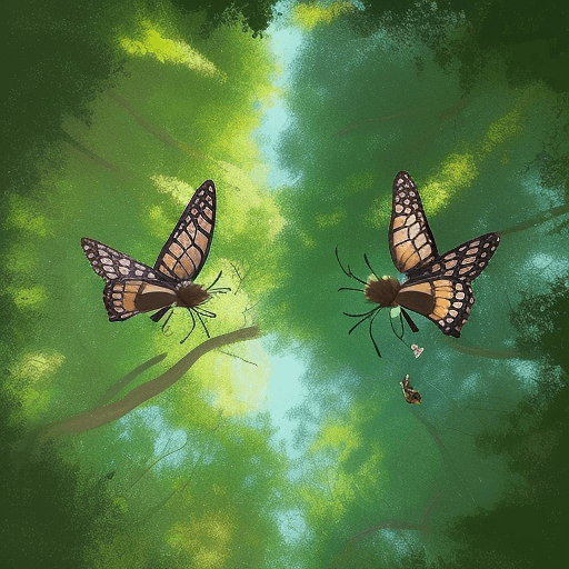 AI generated: dos mariposas volando en el bosque
