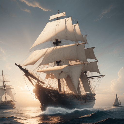AI generated: Photo of a ultra realistic sailing ship, dramatic light, pale sunrise, cinematic lighting, battered,...