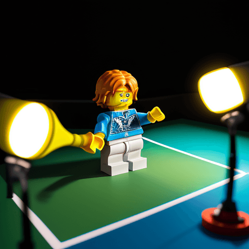 AI generated: mecro shot, Lego disney tennis player  artistic color variations, GF32-64mm f/4 lens, studio lights