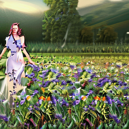 AI generated: hyperrealistic portrait of gorgeous goddess | standing in field full of flowers | detailed gorgeous ...