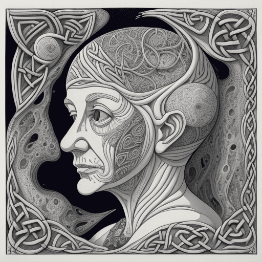AI generated: the head and shoulders of an elderly women , in the style of nautical surrealism, intricate composit...