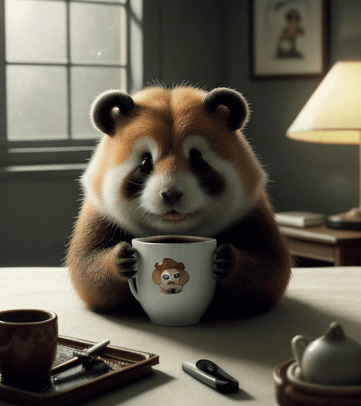 AI generated: very beautiful portrait of an extremely cute ginger hamster who is waking up on a Monday morning and...
