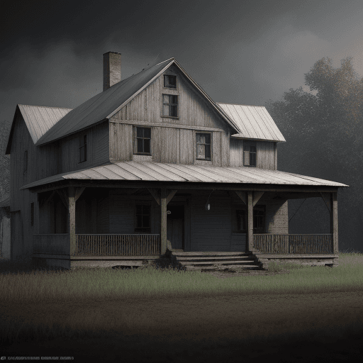 AI generated: old farmhouse, octane render, trending on artstation,t symmetrical artwork. cinematic, hyper realism...