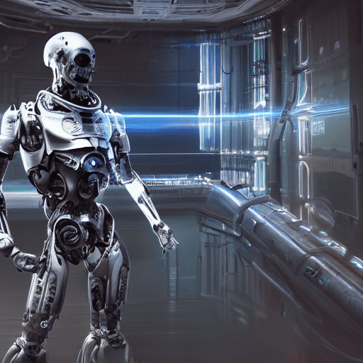 AI generated: Create stunning 8k cinematic scenes in Unreal Engine, cyborg in an exoskeleton, photography centered...