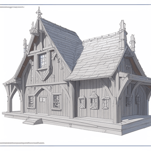 AI generated: detailed with notes, ink sketch of medieval preschool slick design clean lines blueprint perfect awe...