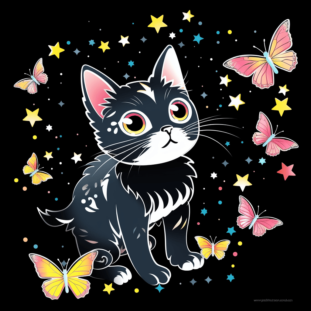 AI generated: Playful anime cat, from Edo dynasty, chasing a butterfly, with mischievous and twinkling paws, vecto...