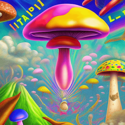 AI generated: Hyper realistic Psychedelic air ticket, mushrooms, happiness, colorful, name of the passenger Miguel...
