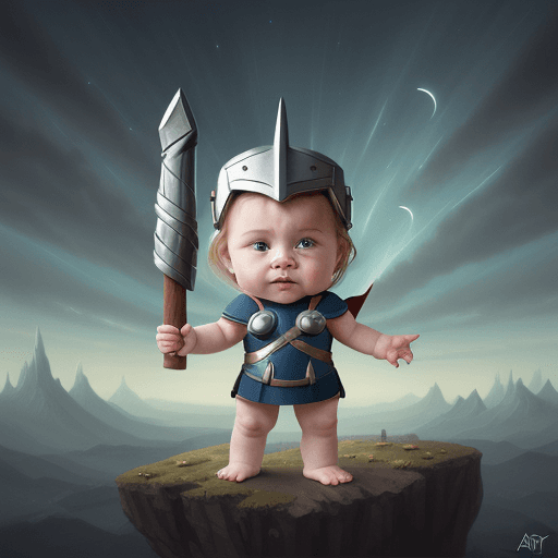 AI generated: Cute and adorable cartoon mighty thor baby, fantasy, dreamlike, surrealism, super cute, trending on ...
