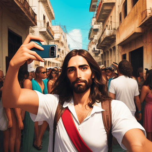 AI generated: jesus taking a selfie, instagram in havana cuba
--v 4