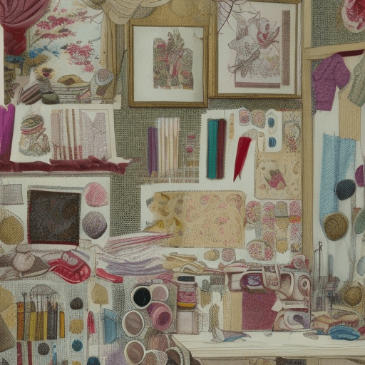 AI generated: The image features a beautifully organized sewing room. Towards the left side, there's a neatly arra...