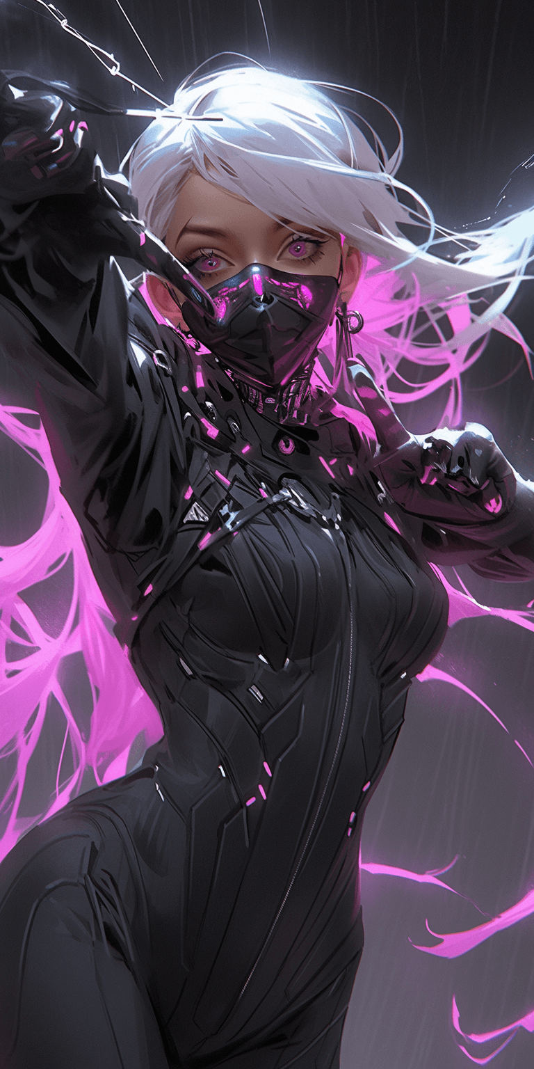 AI generated: gopro angle action pose, stunning barbie girl character in chrome-plated metal, huge claws, surround...