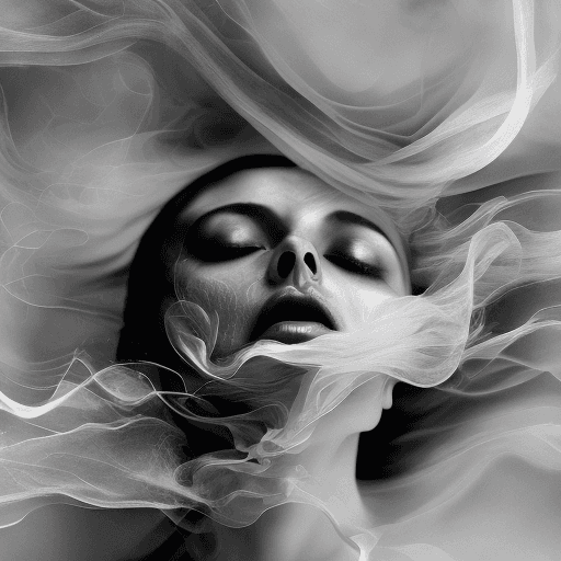AI generated: smoke sculpture portrait of a woman, in the style of flowing fabrics, delicate ink washes, dance, ju...