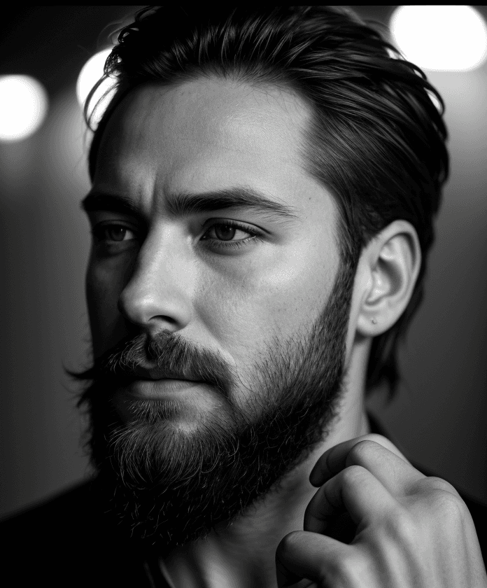 AI generated: high resolution photography, monochrome, evoking the starkness of classic noir with an intimate, psy...