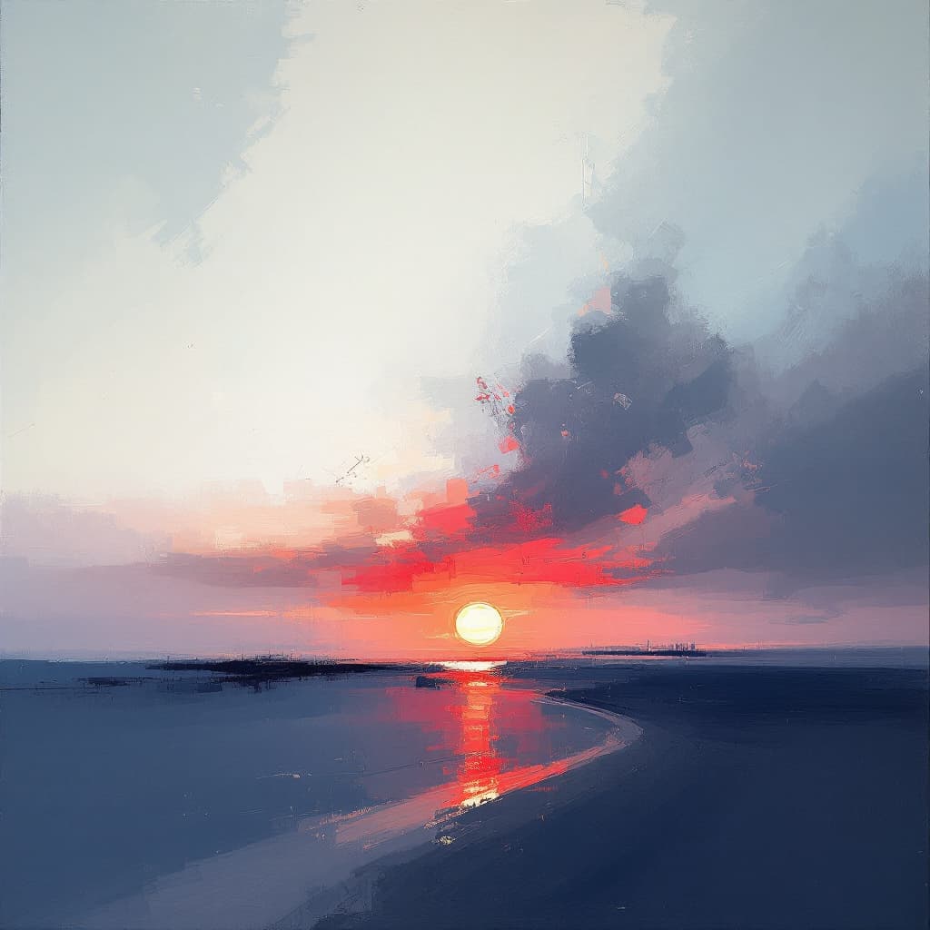 AI generated: "An abstract oil painting with 70% large shapes, 20% medium shapes, and 10% small shapes, using a lo...
