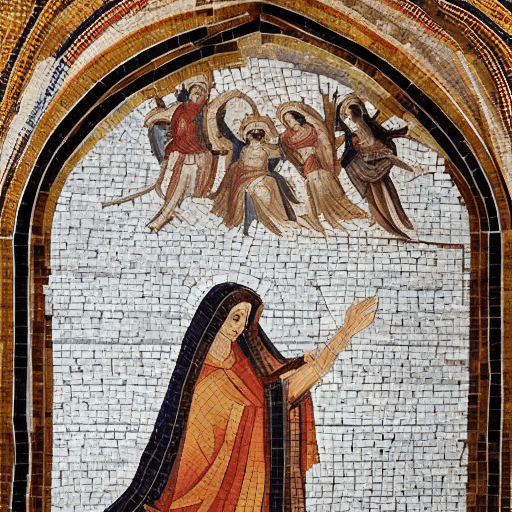 AI generated: Gorgeous woman like a devil flirty instagram model standing in church hall kissing the nun, behind s...