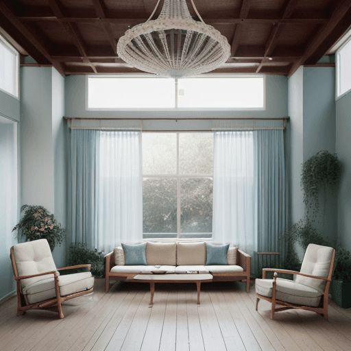 AI generated: High resolution photography interior design, dreamy sunken living room conversation pit, wooden floo...