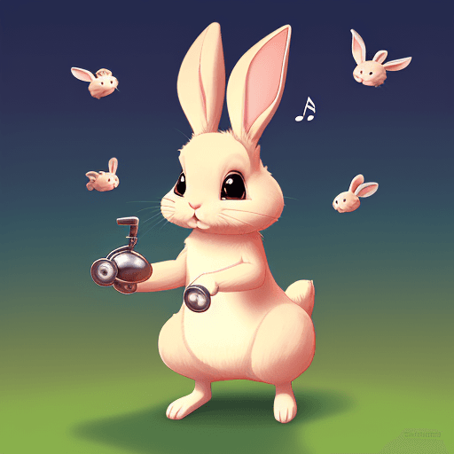 AI generated: cartoon art, high detailed rabbit sing a song