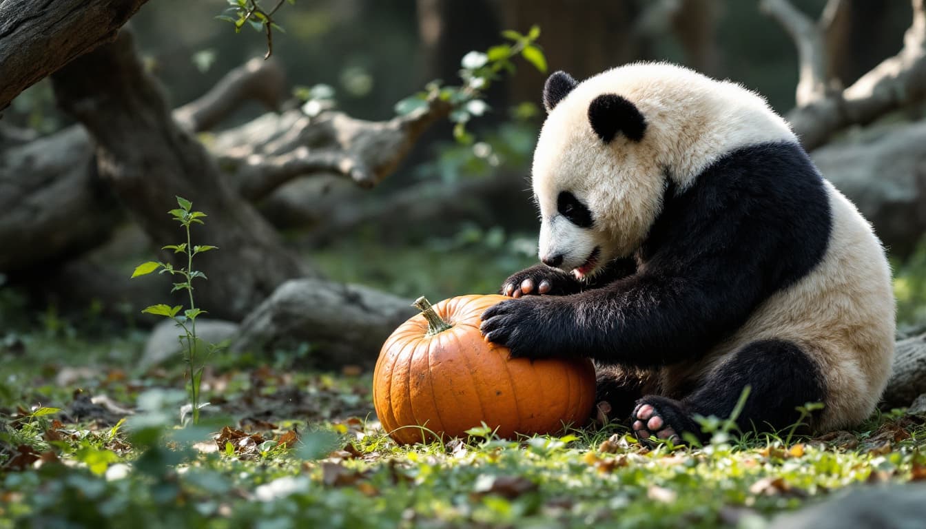 AI generated: panda playing