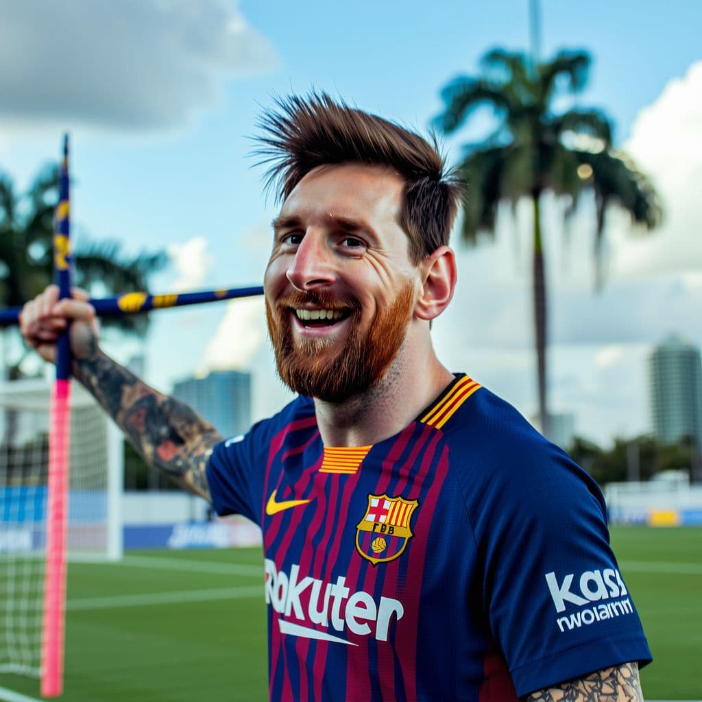 AI generated: Messi  is gladiator in Miami City
