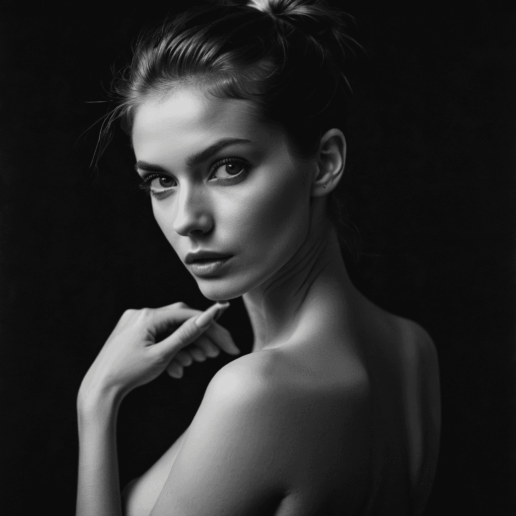 AI generated: (medium shot, upper body portrait:1.3), Modern erotic photography, photoshoot, photo studio, RAW pho...