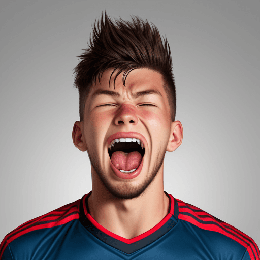 AI generated: soccer player portrait goal screaming, with logo 'GK8' in his shirt