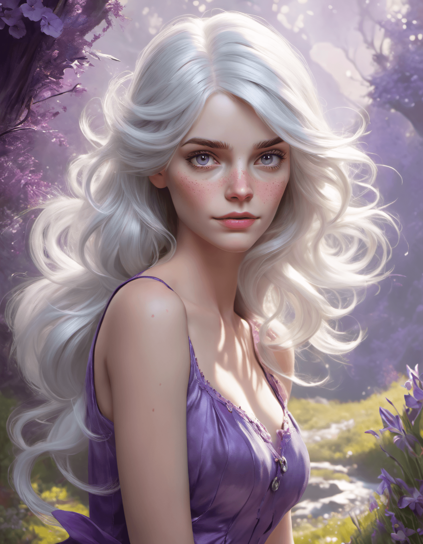 AI generated: Masterpiece, Stunning, Best quality, Third person, gameplay, fairy girl, pale skin, silver hair, fre...