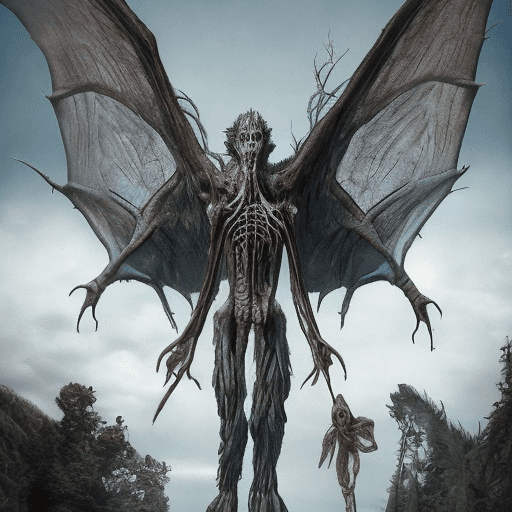 AI generated: The humanoid monsters are 8 feet tall.  Their skin is thick and rugged, they have no hair or feather...