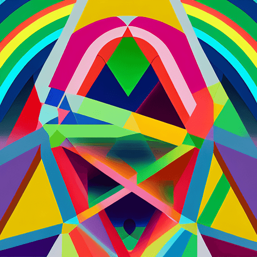 AI generated: Love Bauhaus, Rainbow geometric architectures blend with organic shapes, Pop Surrealism, Essence of ...