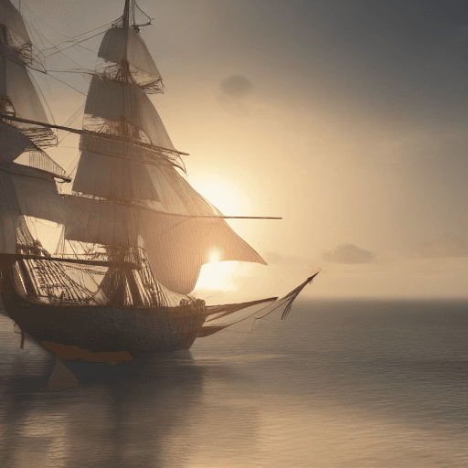 AI generated: Photo of a ultra realistic sailing ship, dramatic light, pale sunrise, cinematic lighting, battered,...