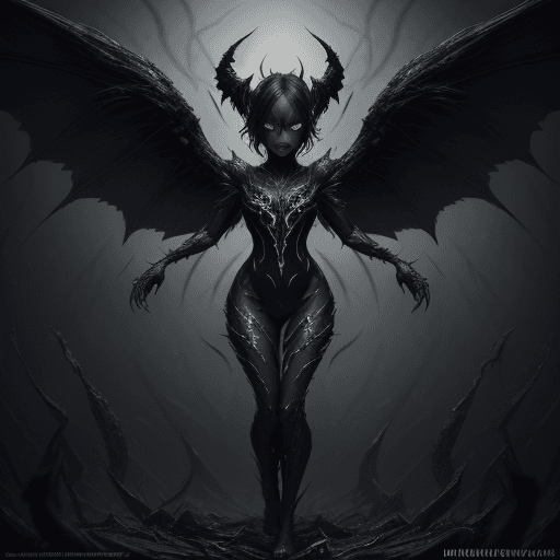 AI generated: A Photo of An amazing dark creature, incredibly cute appearance with a hellishly evil soul, in the s...