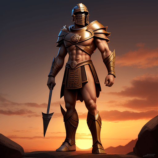 AI generated: spartan, handsome, cinematic, at a sunset, full body, as disney style, 
high details, 