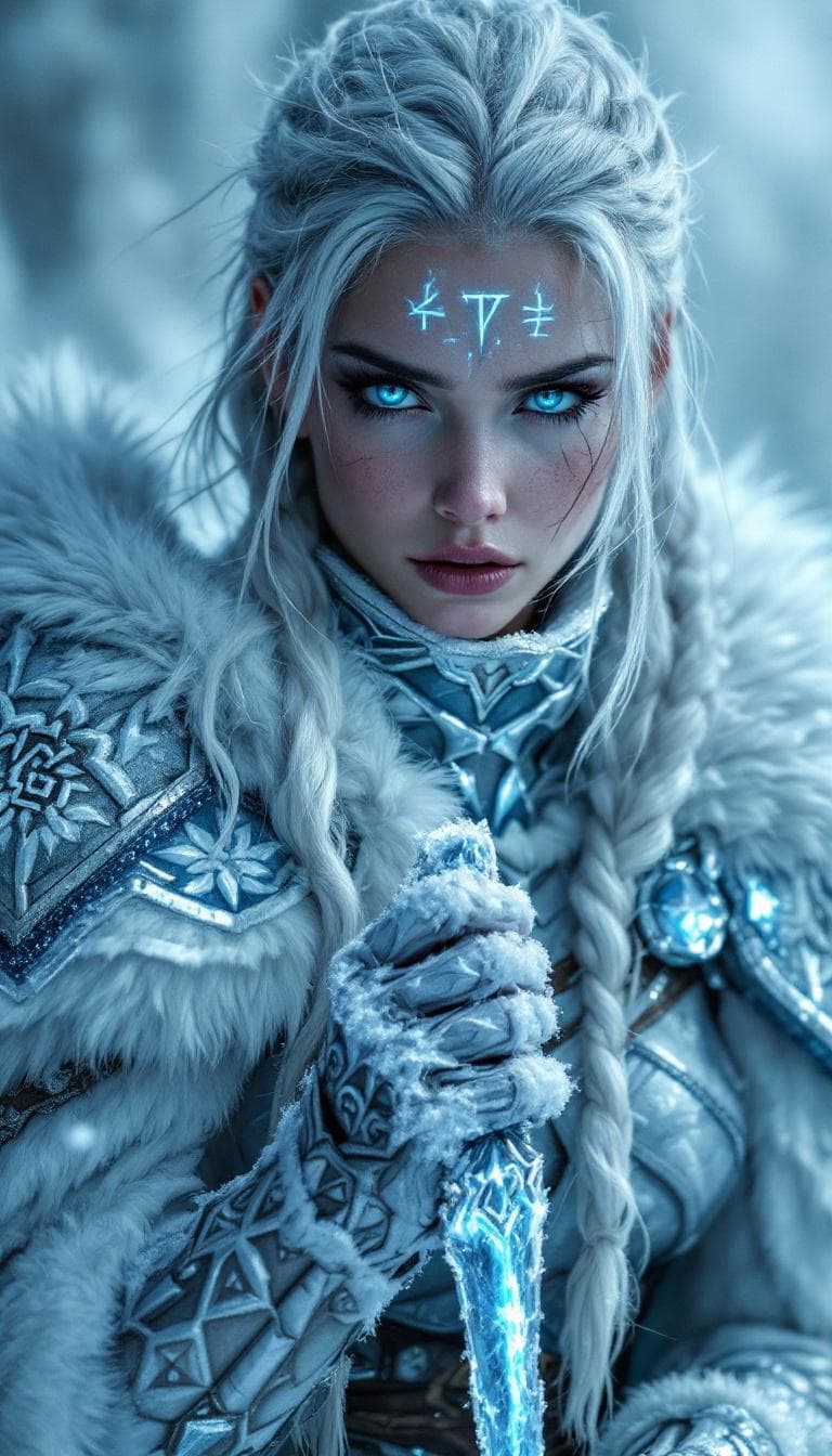 AI generated: Incredibly beautiful Norwegian with blue eyes, beautiful blue eyes, with perfect iriseslong eyelashe...
