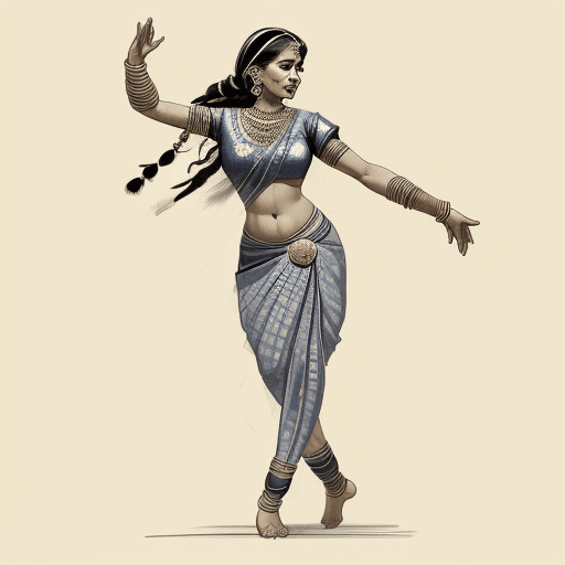 AI generated:  an Indian woman dancing, art reference sketch, pose reference, sketch, outline sketch, outlined, an...